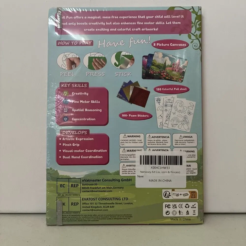Foil Art Fun Unicorns & Princesses 100 + Foam Stickers 120 Foil Sheets Brand New